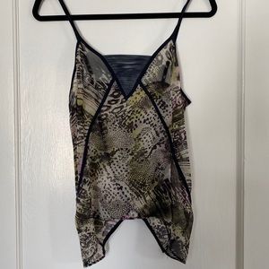Animal print shear blouse with back slit